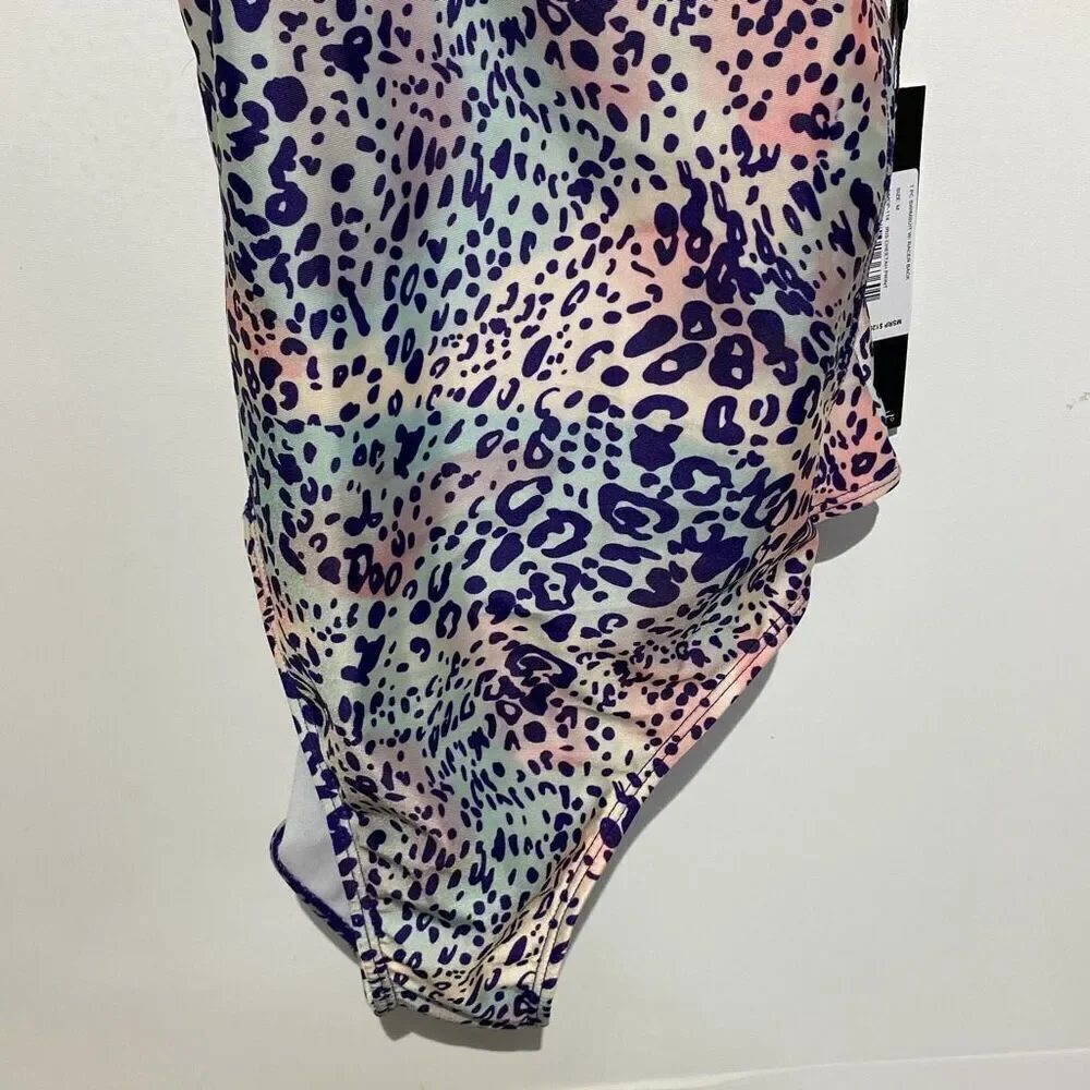 Nicole Miller Studio Iris Cheetah Print Racerback One Piece Swimsuit NMOP-114‎ M